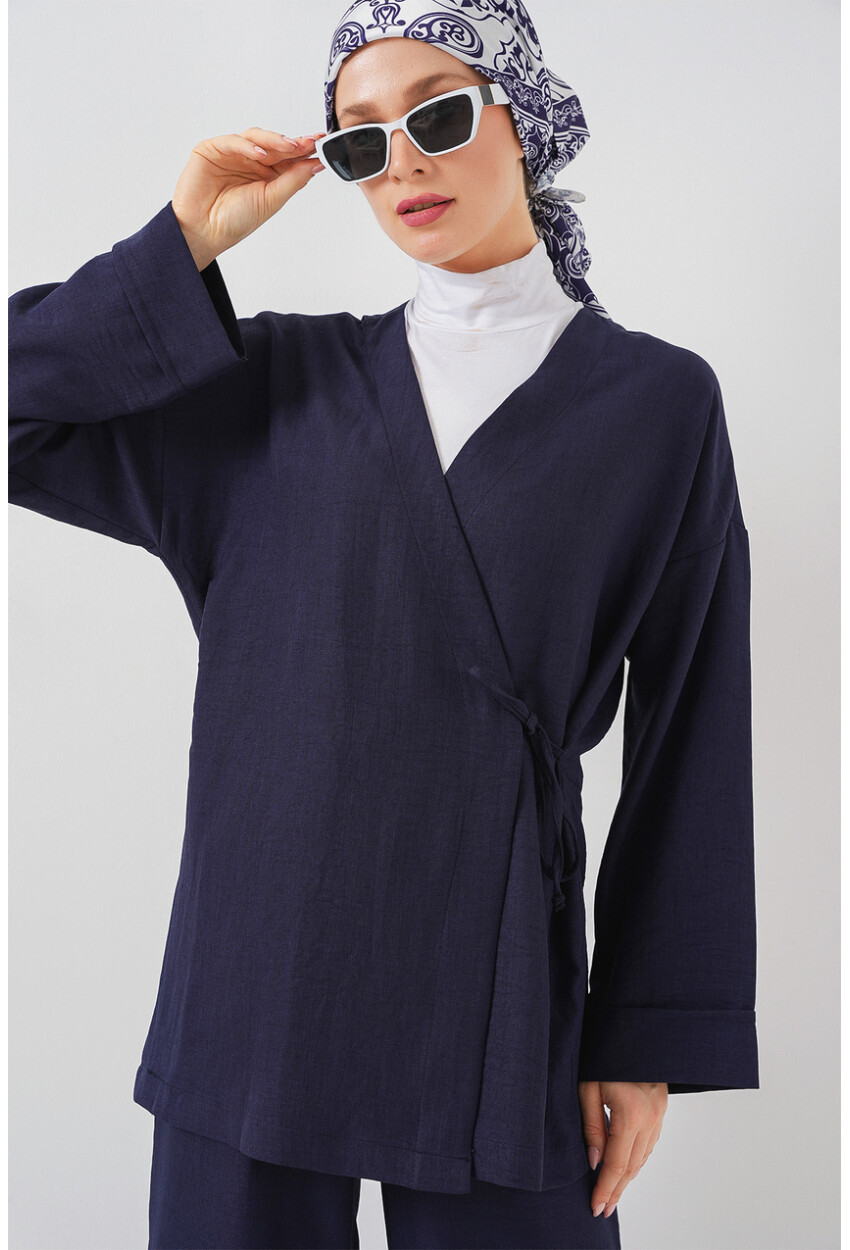 Kadın Kruvaze Yaka Kimono Alt Üst Takım 6743