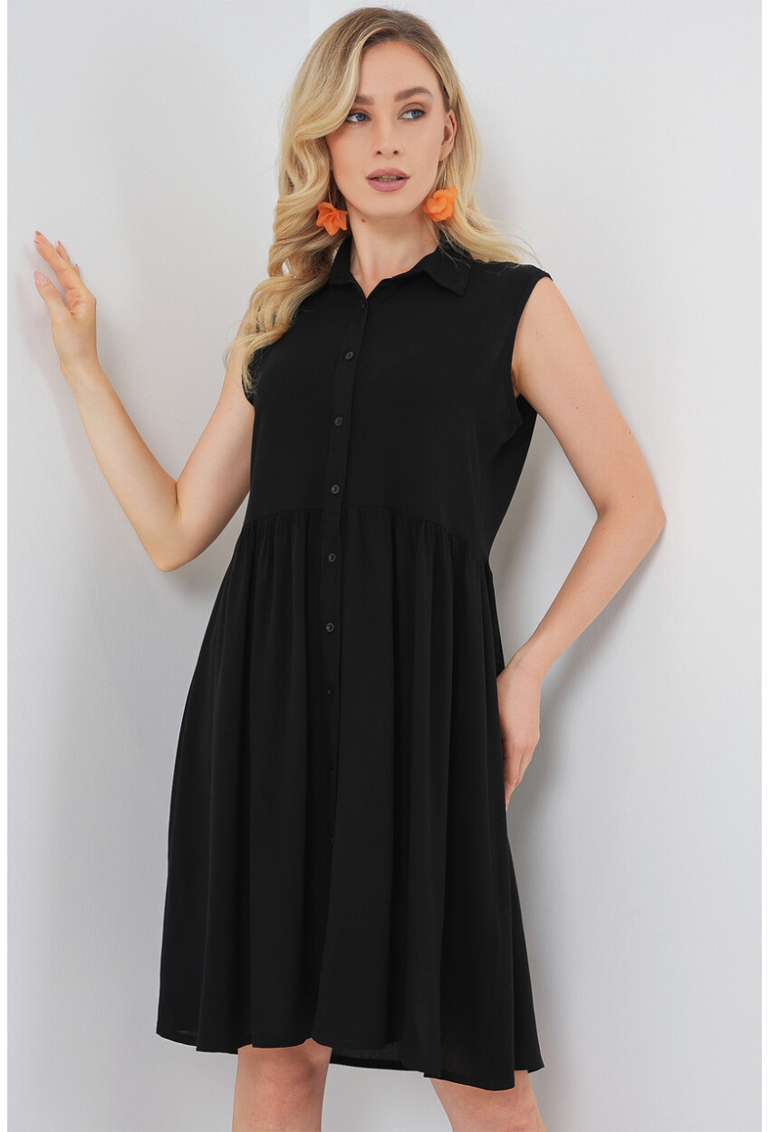 Kadın Sıfır Kol Midi Elbise 2563