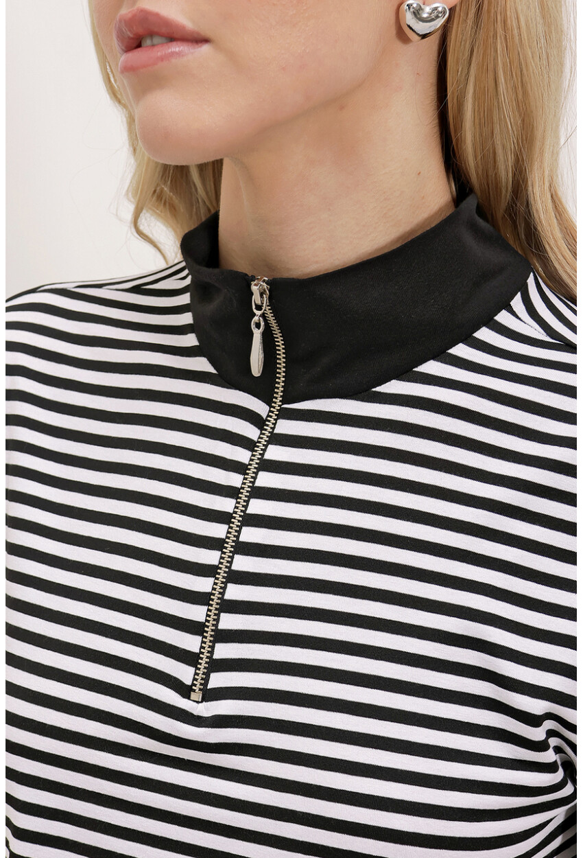 0497 Polo Collar Striped T-Shirt