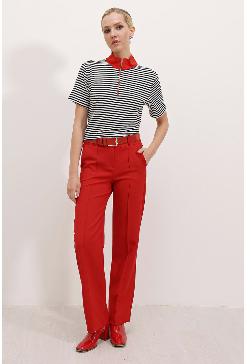 0497 Polo Collar Striped T-Shirt