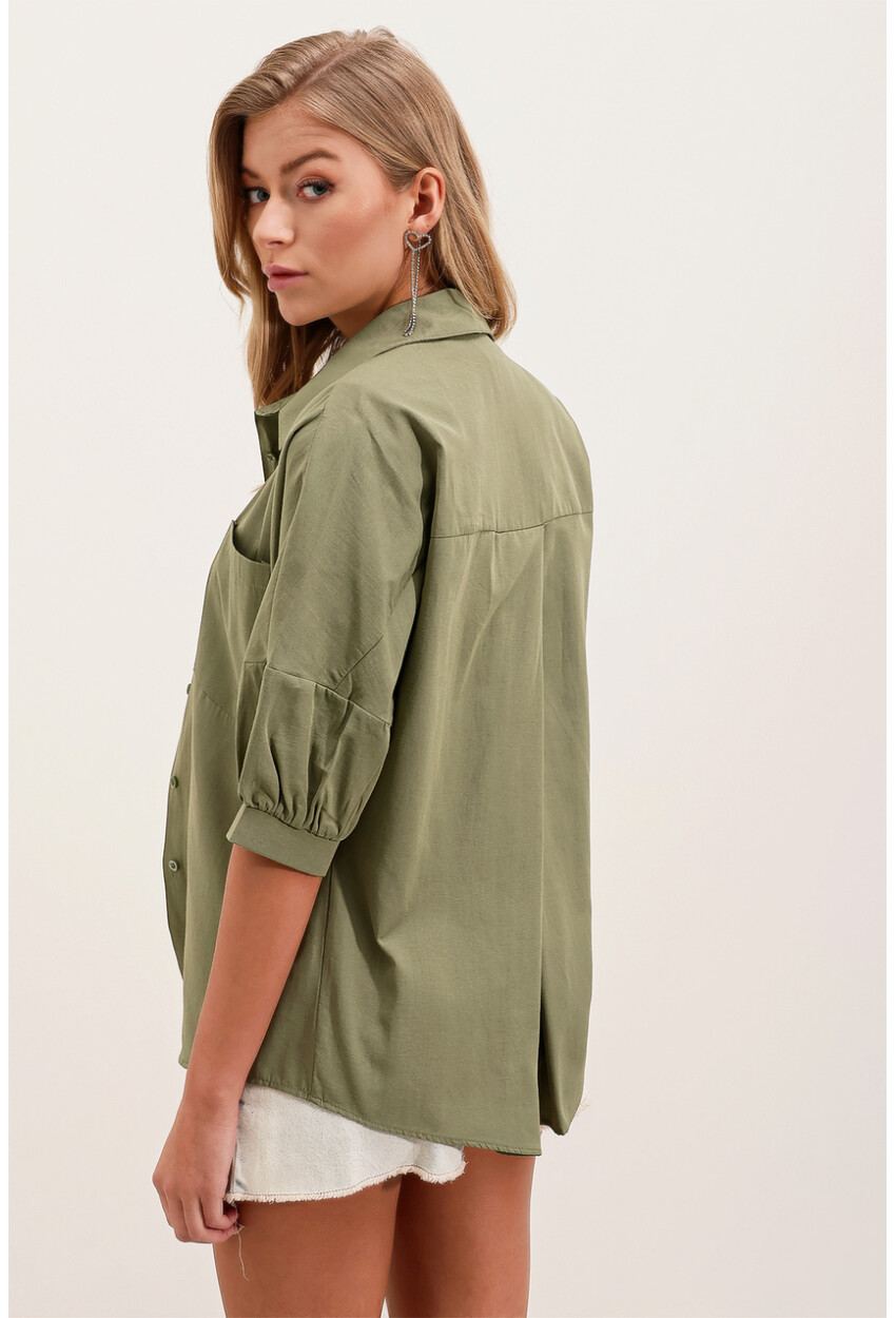 20213 Oversize Kısa Kol Basic Gömlek