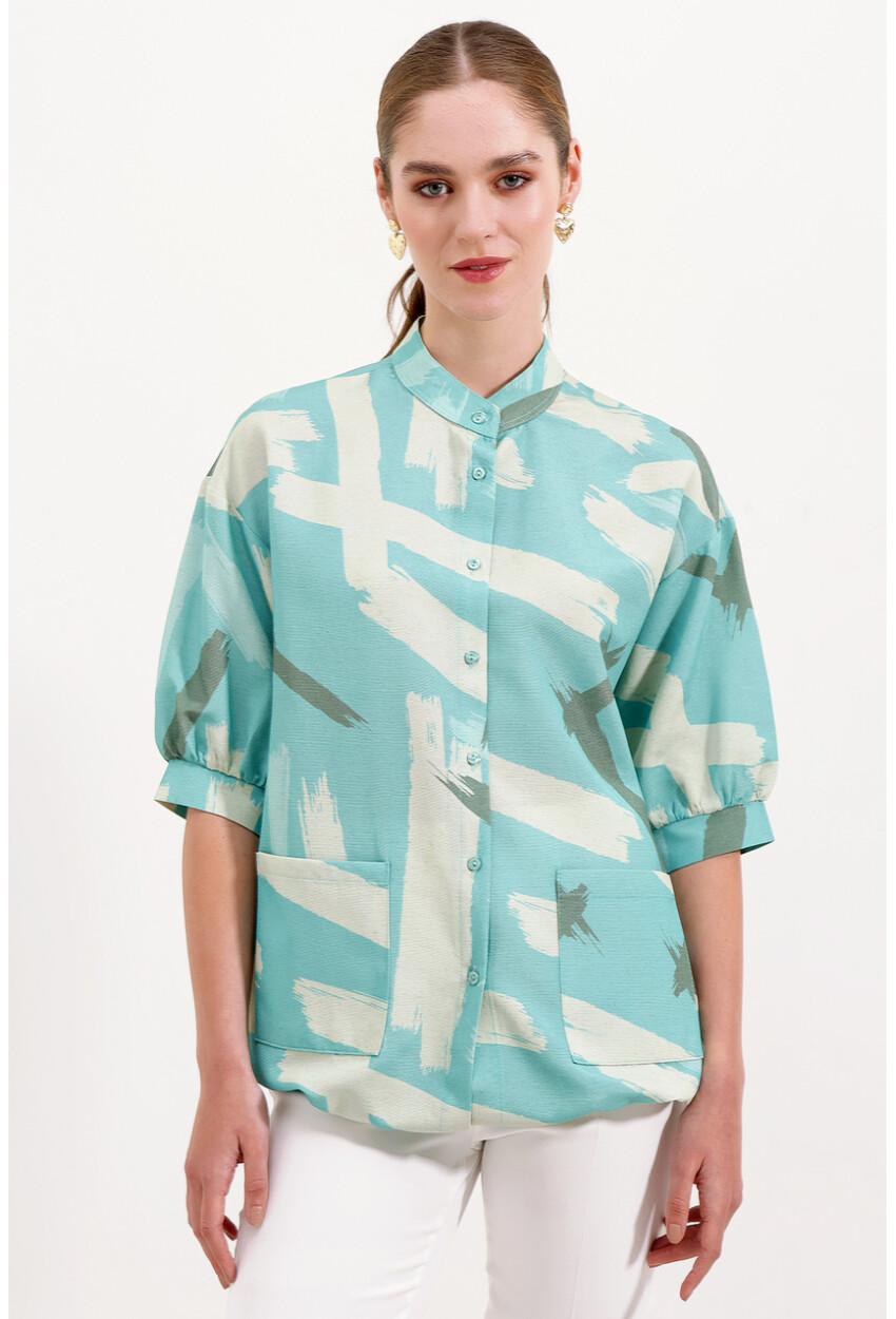 20226 Patterned Oversized Shirt