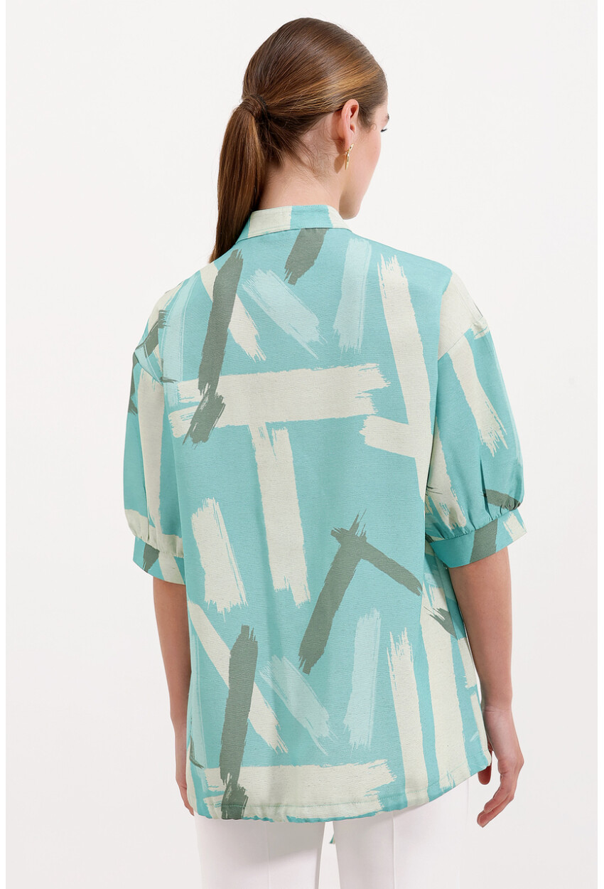 20226 Patterned Oversized Shirt