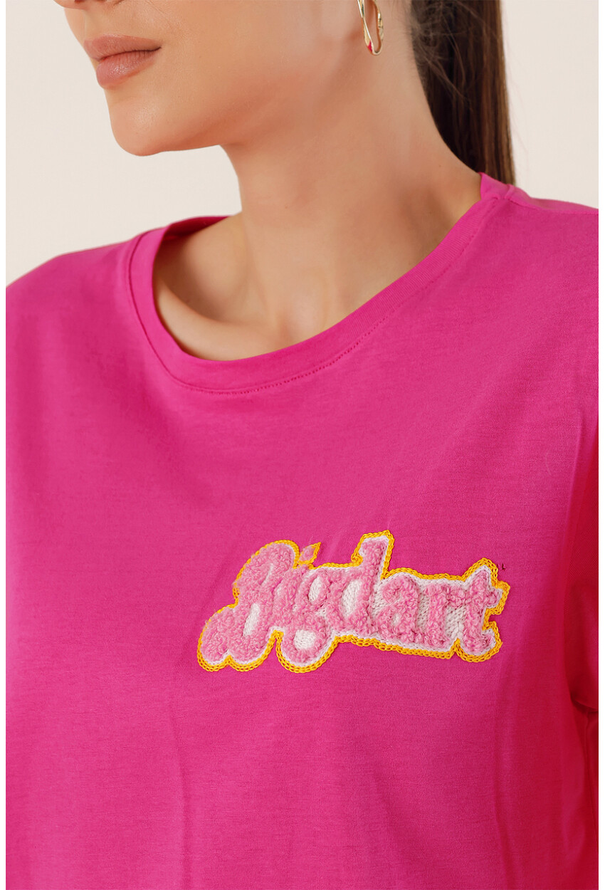 4312 Nakışlı Oversize Tişört