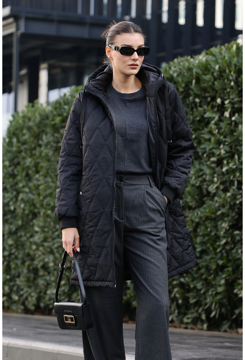 5138 Quilted Long Puffer Coat