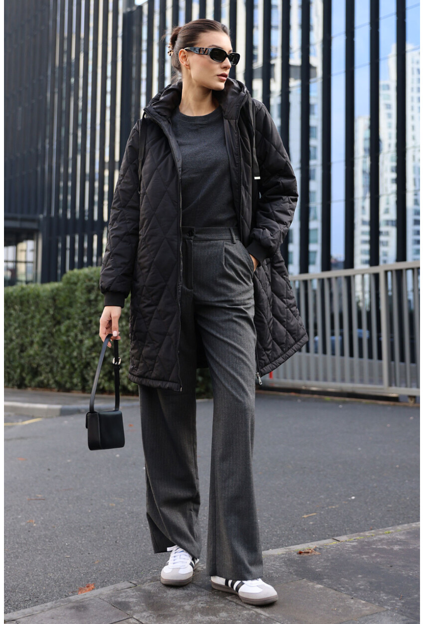 5138 Quilted Long Puffer Coat