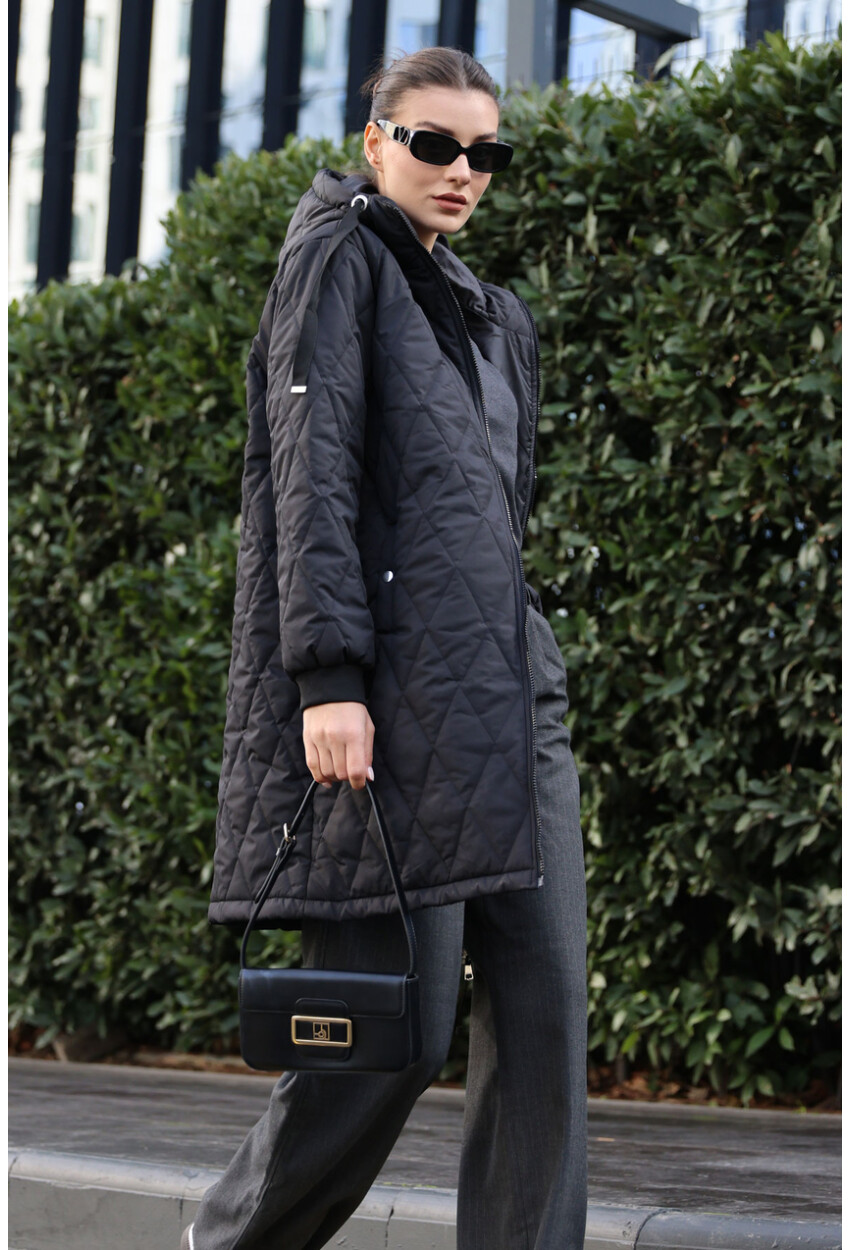 5138 Quilted Long Puffer Coat