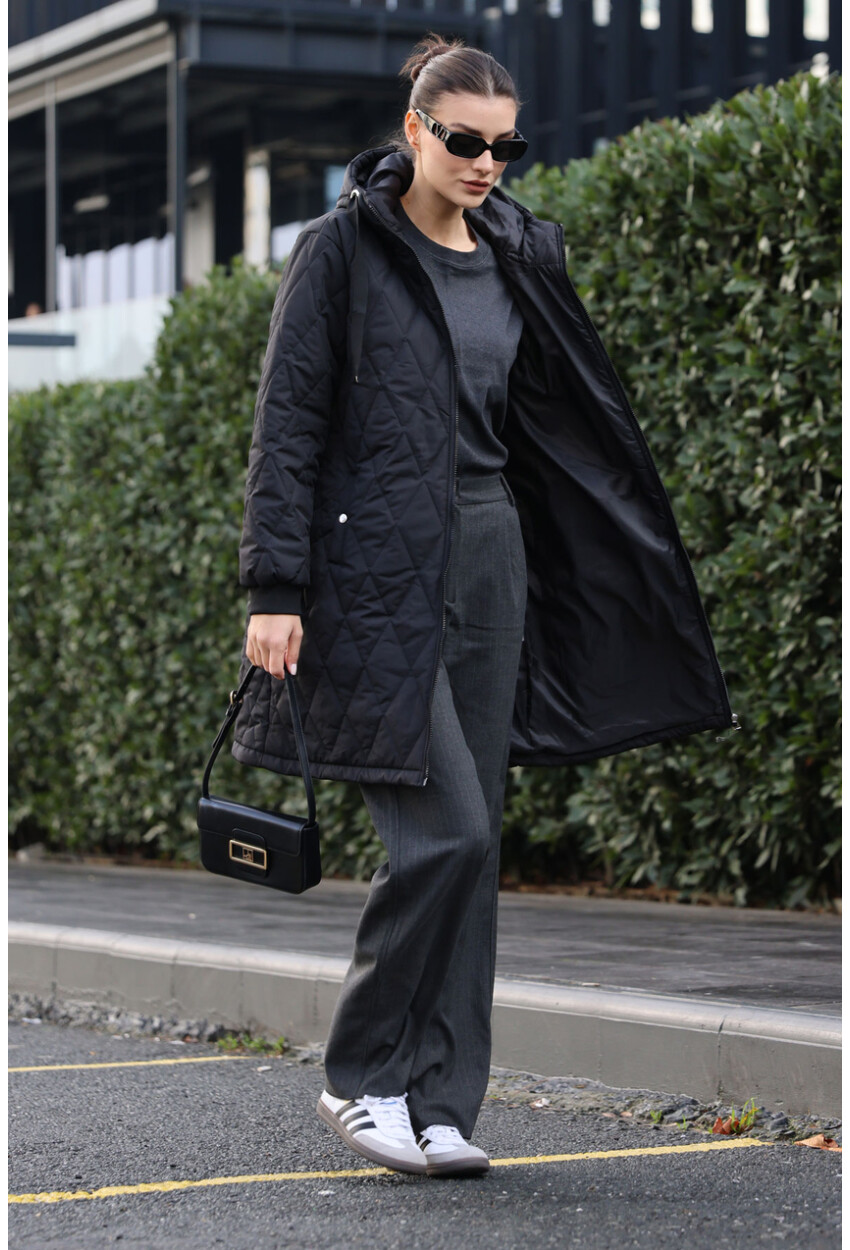 5138 Quilted Long Puffer Coat