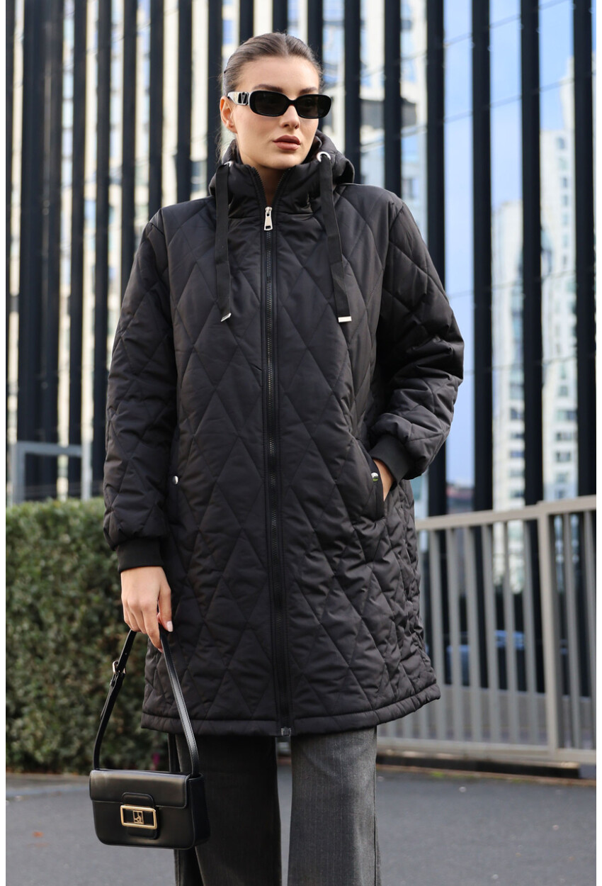 5138 Quilted Long Puffer Coat