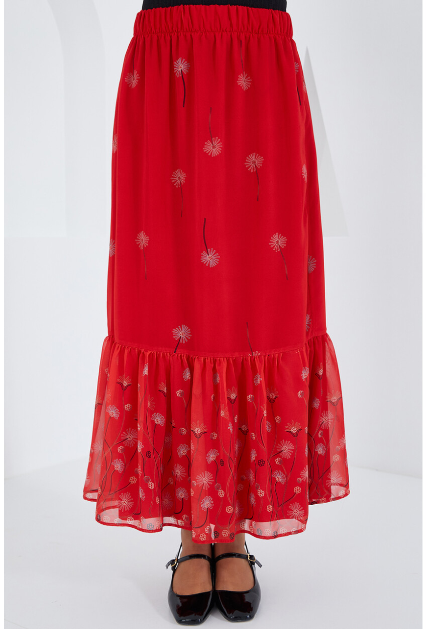 8010 Patterned Chiffon Skirt