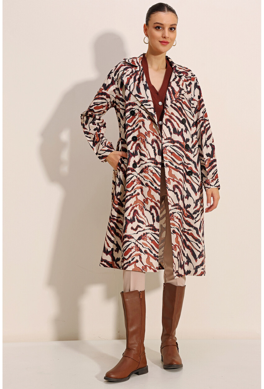 5853 Wrap Collar Trench Coat