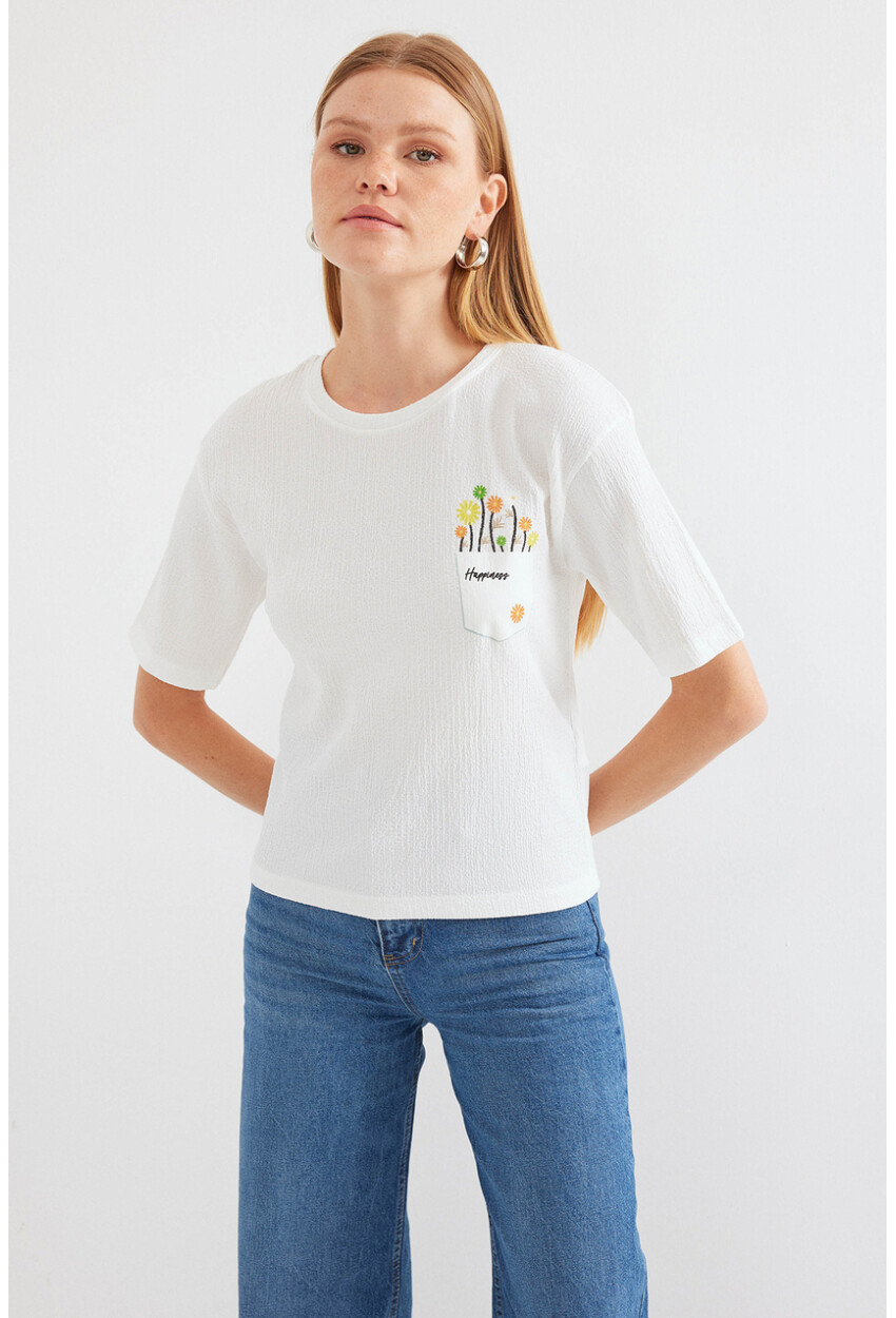912 Baskılı Örme Basic Tişört