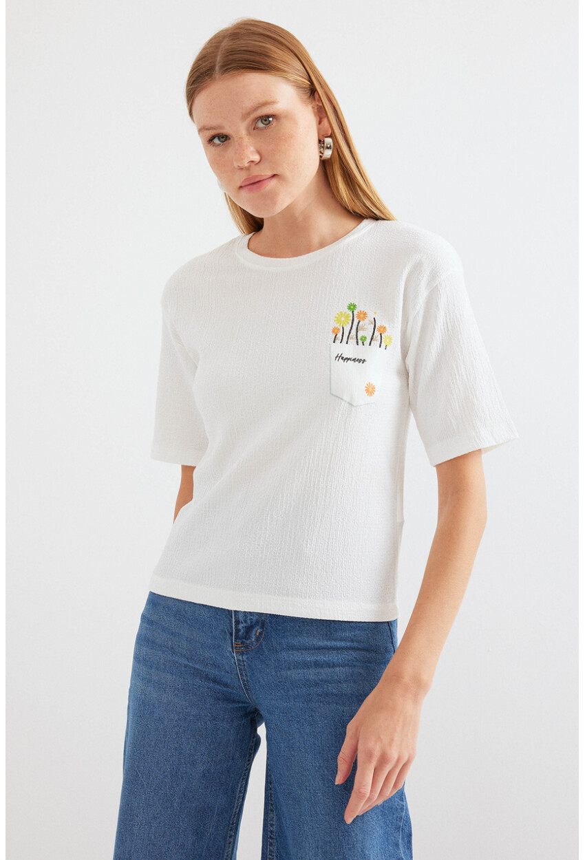 912 Baskılı Örme Basic Tişört