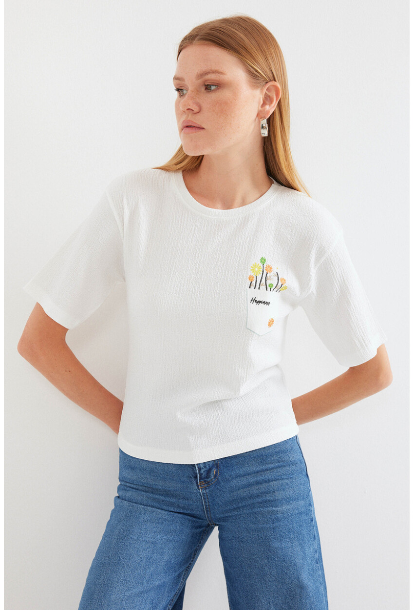 912 Baskılı Örme Basic Tişört