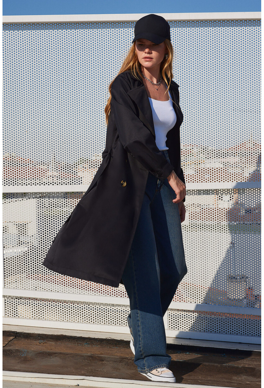 5853 Kruvaze Yaka Trençkot