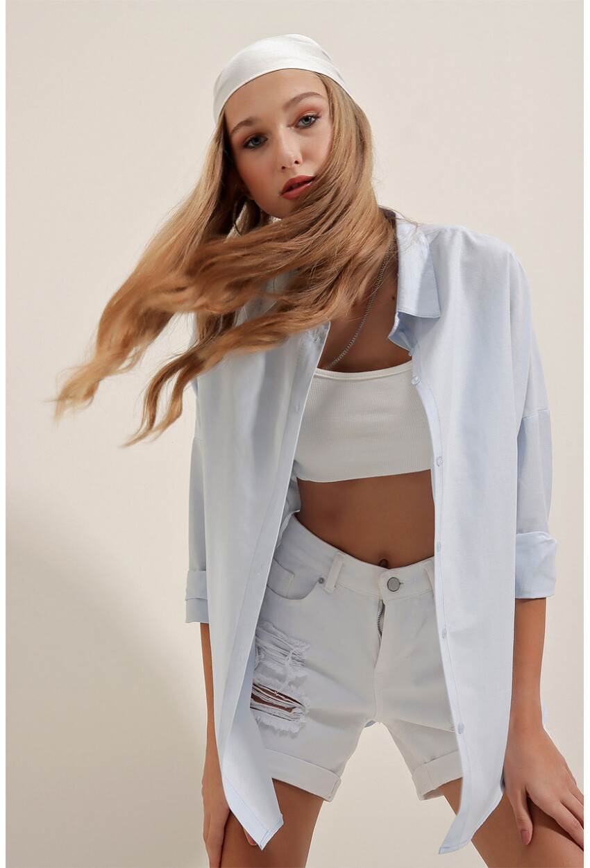 3900 Oversize Uzun Basic Gömlek