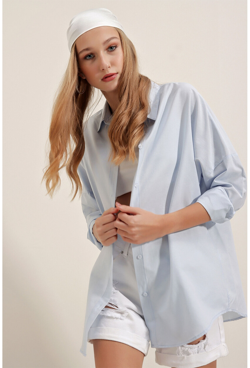 3900 Oversize Uzun Basic Gömlek