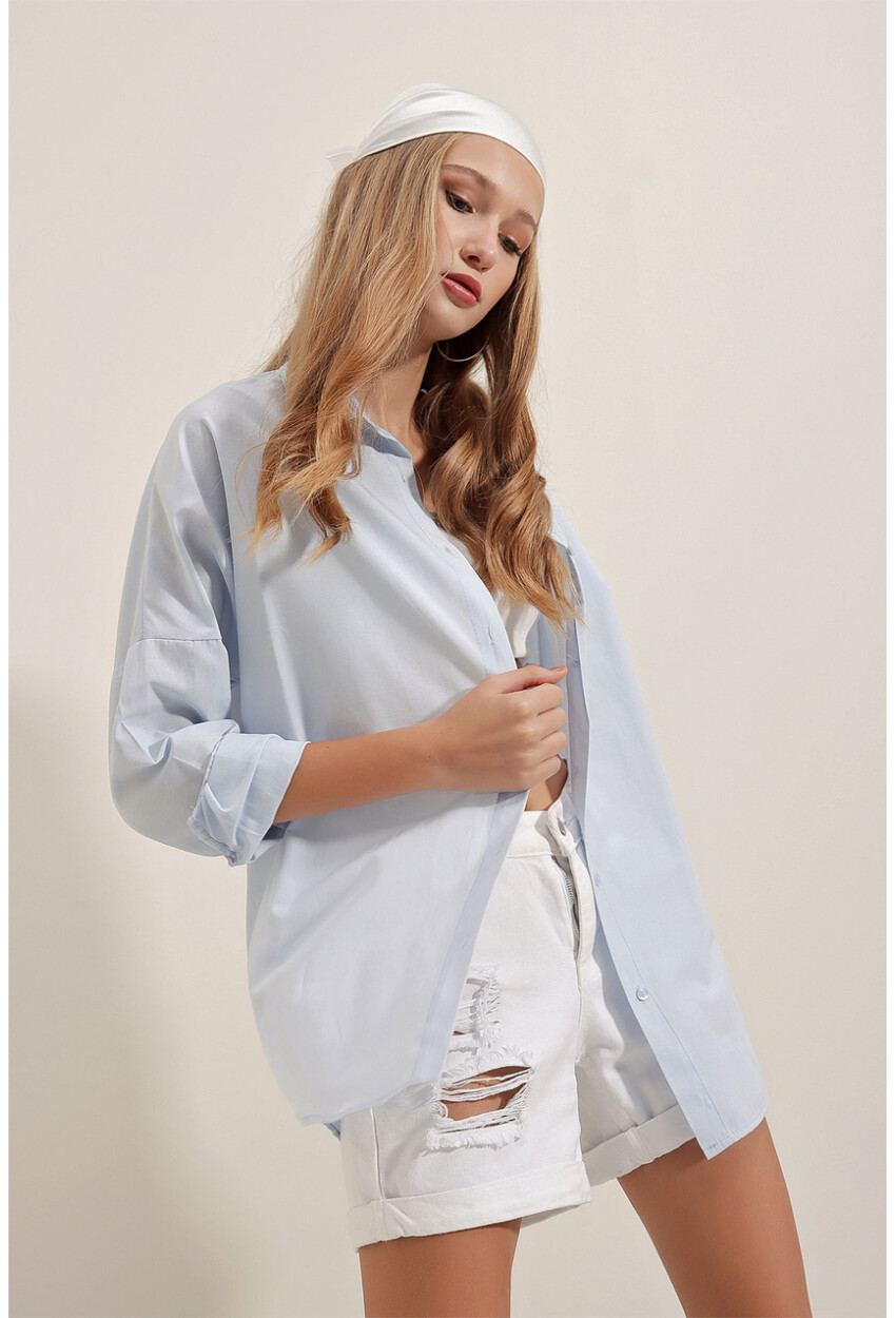 3900 Oversize Uzun Basic Gömlek