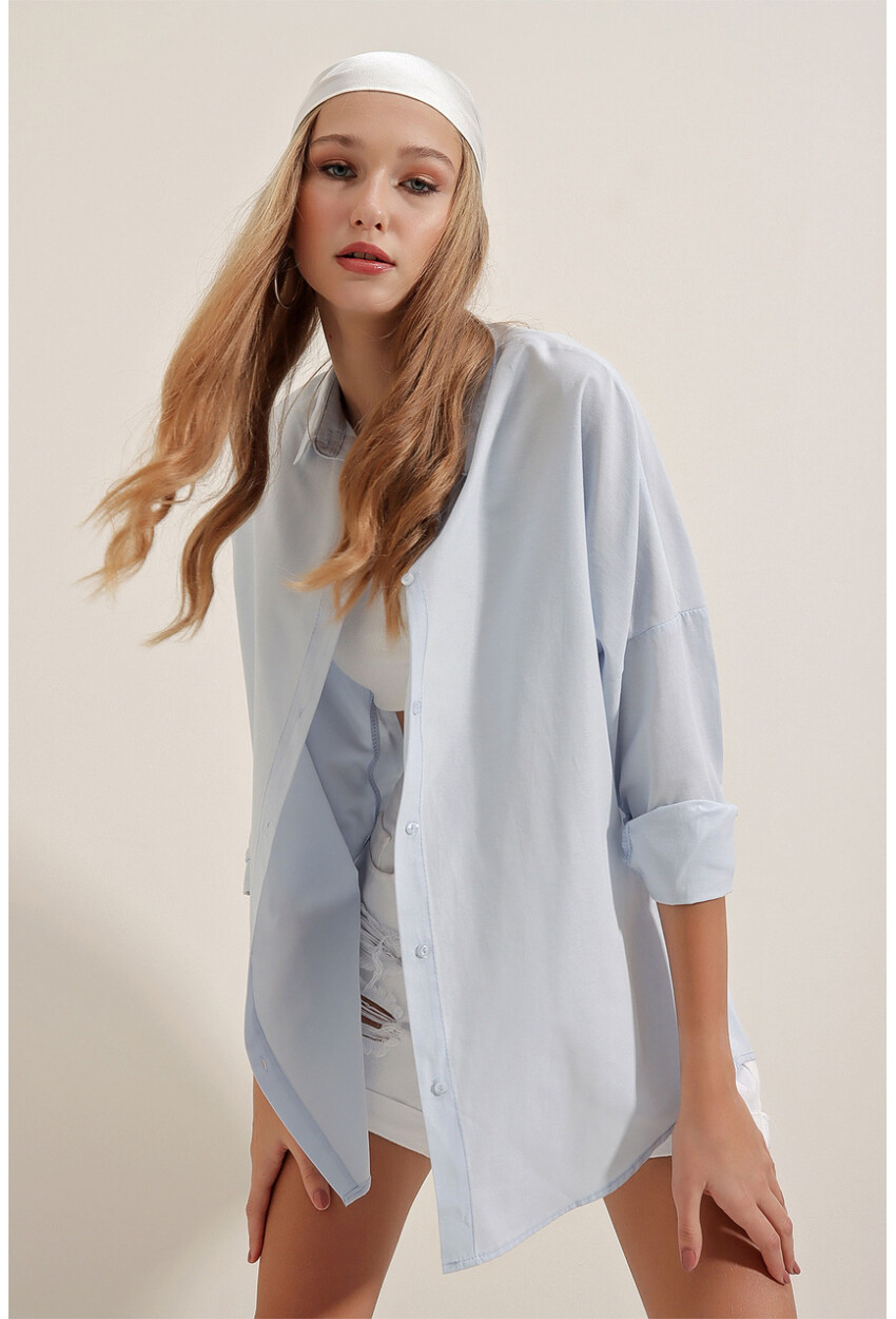 3900 Oversize Uzun Basic Gömlek