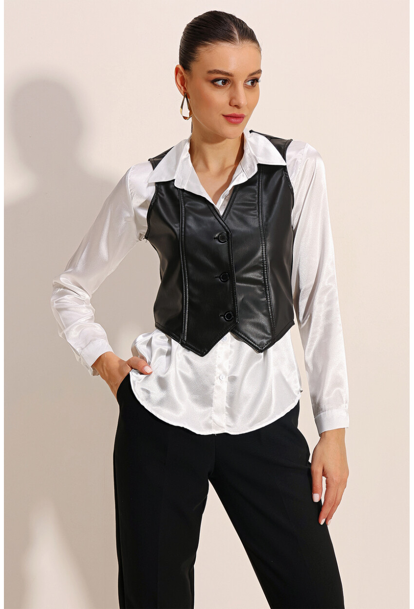 6790 Faux Leather Vest