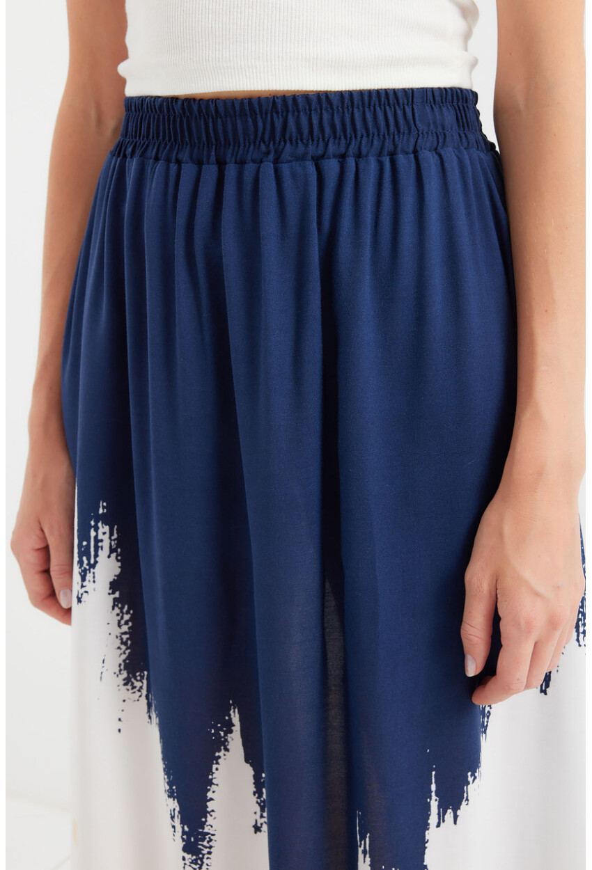 8025 Patterned Long Viscose Skirt