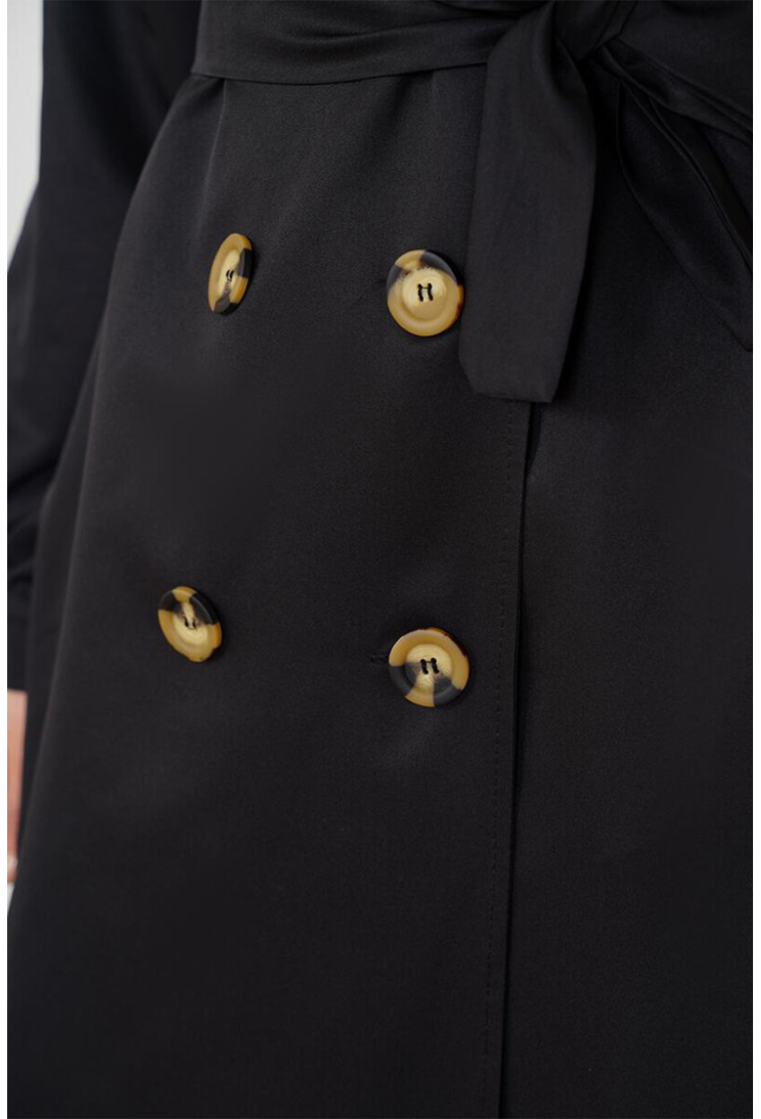 T5853 Double-Breasted Hijab Trench Coat