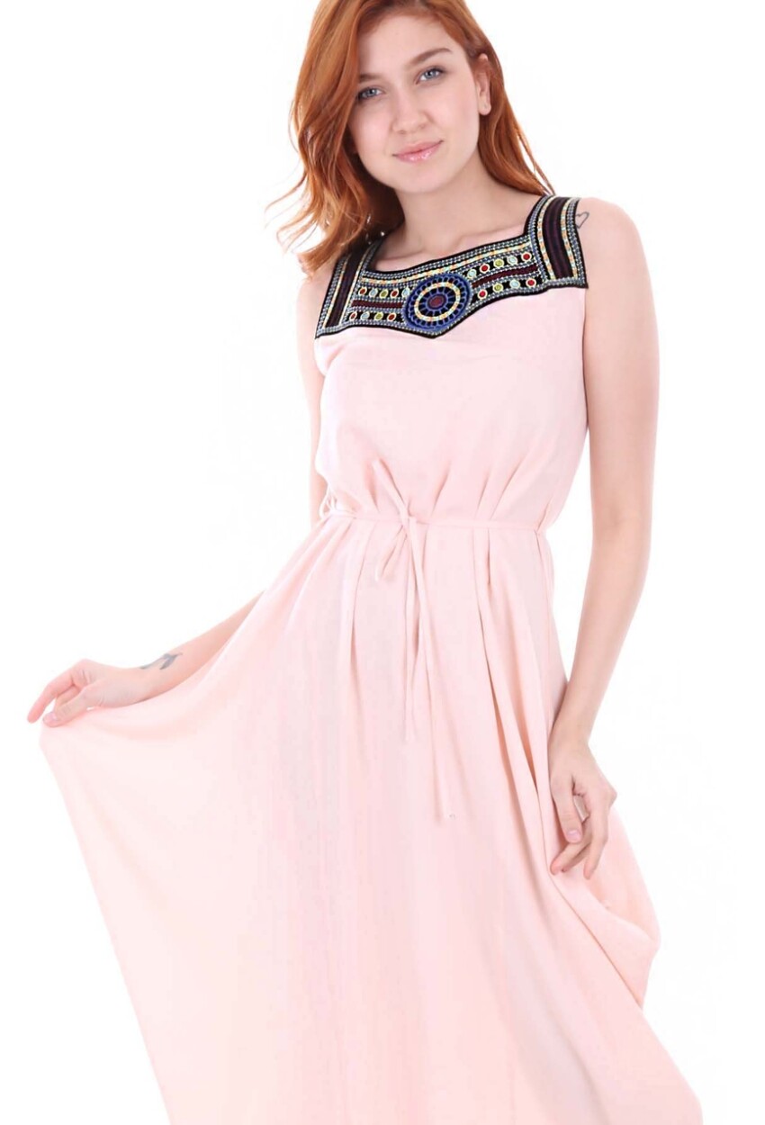 1512 Dress With Embroidered Front