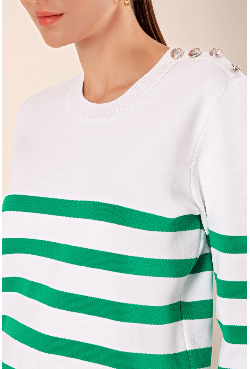 15820 Striped Sweater With Buttons