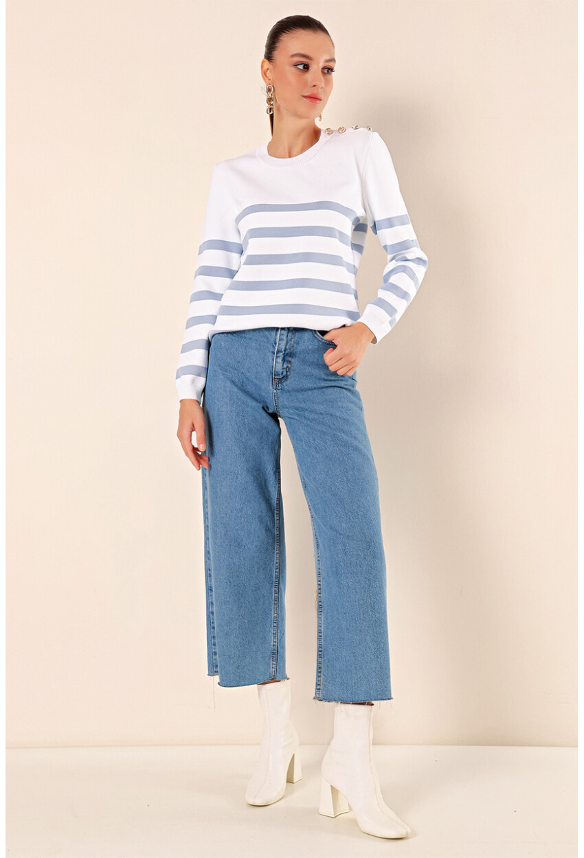 15820 Striped Sweater With Buttons