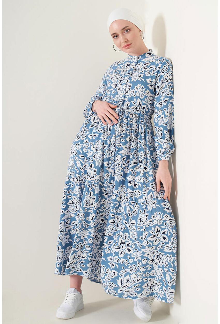 2144 Mandarin Collar Hijab Dress