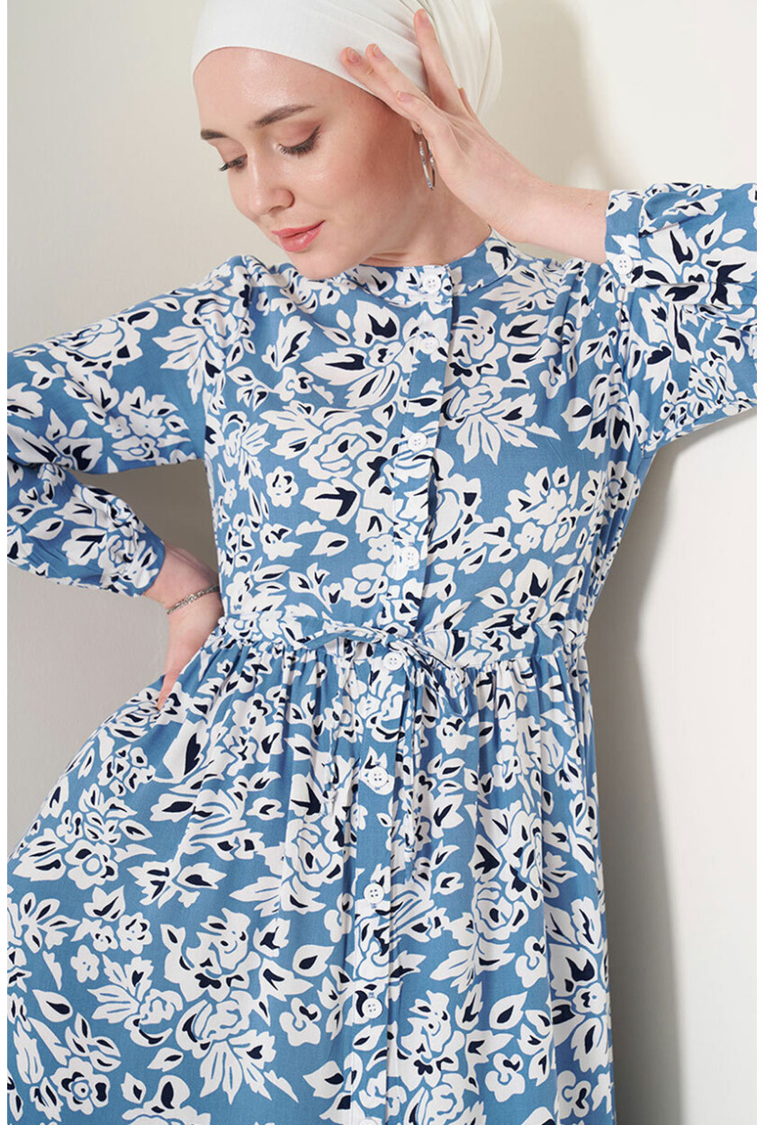 2144 Mandarin Collar Hijab Dress