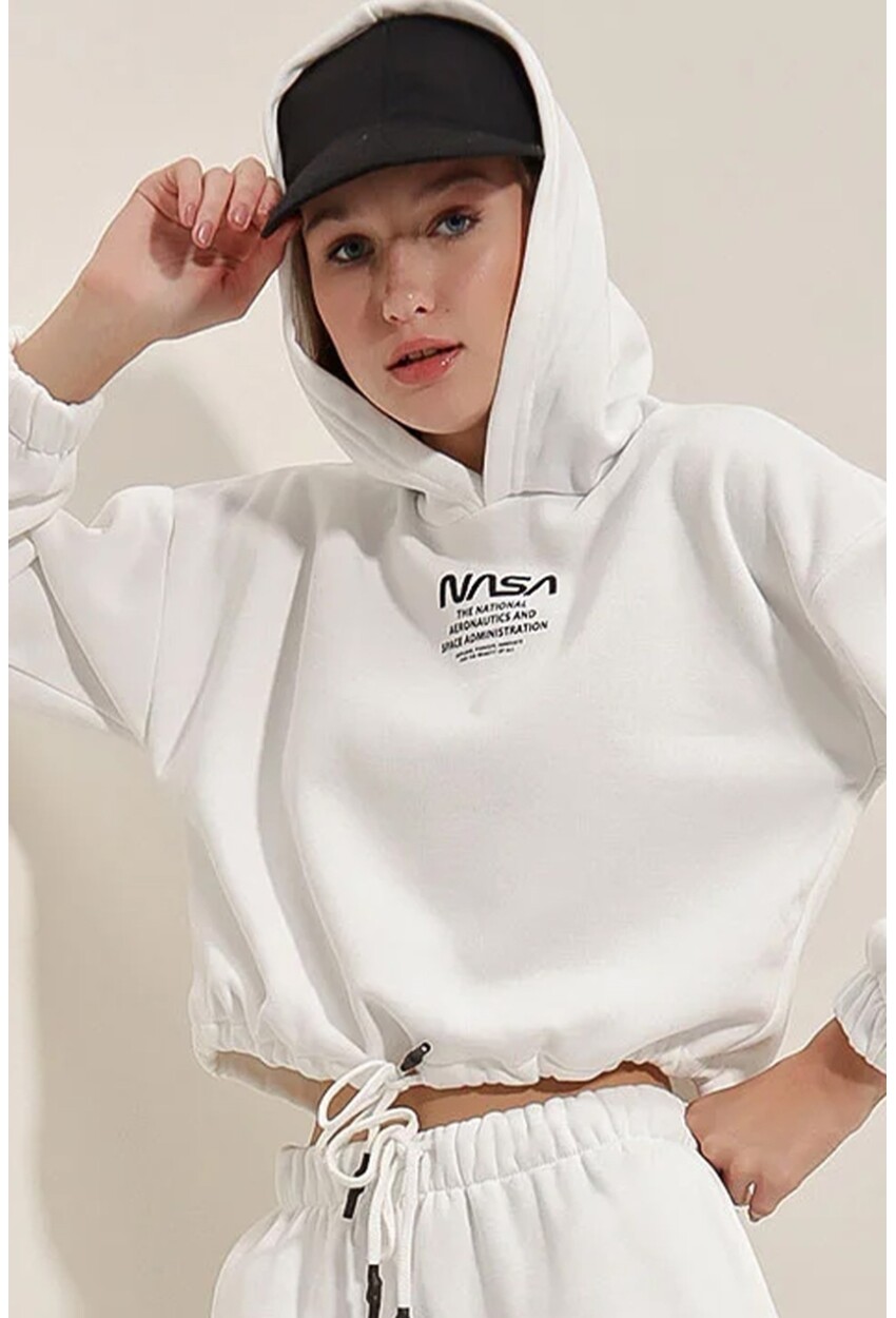 553130 Nasa Baskılı Crop Sweat