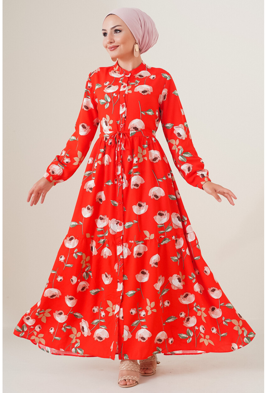 2144 Mandarin Collar Hijab Dress