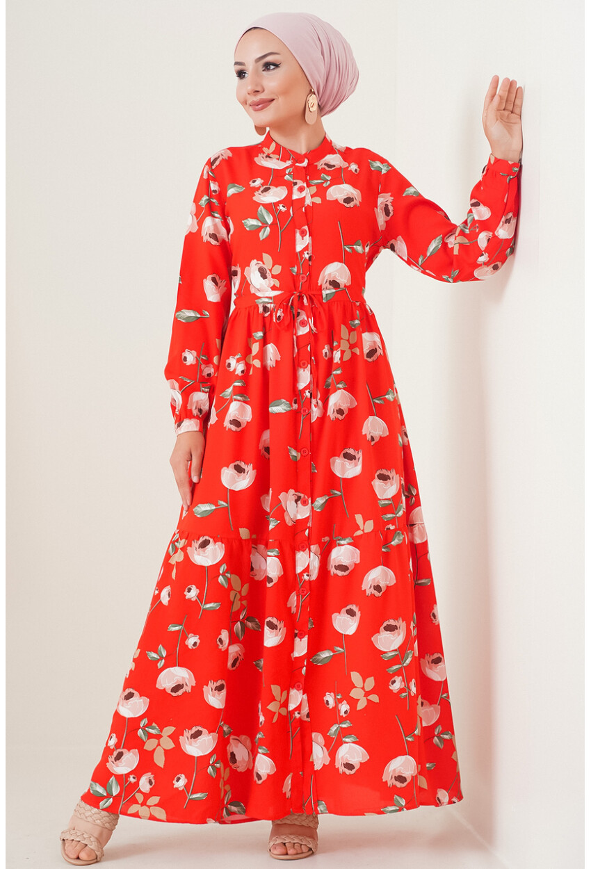 2144 Mandarin Collar Hijab Dress