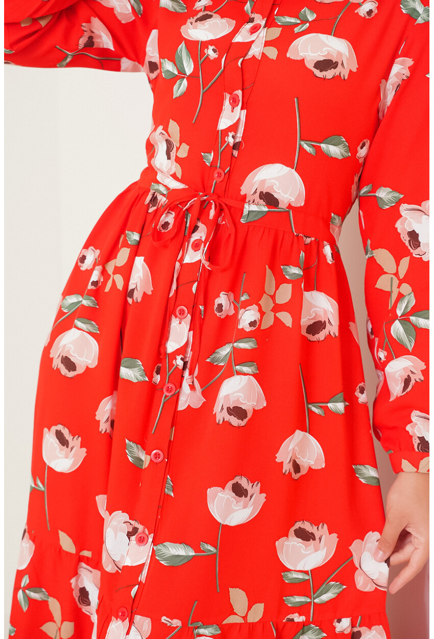 2144 Mandarin Collar Hijab Dress