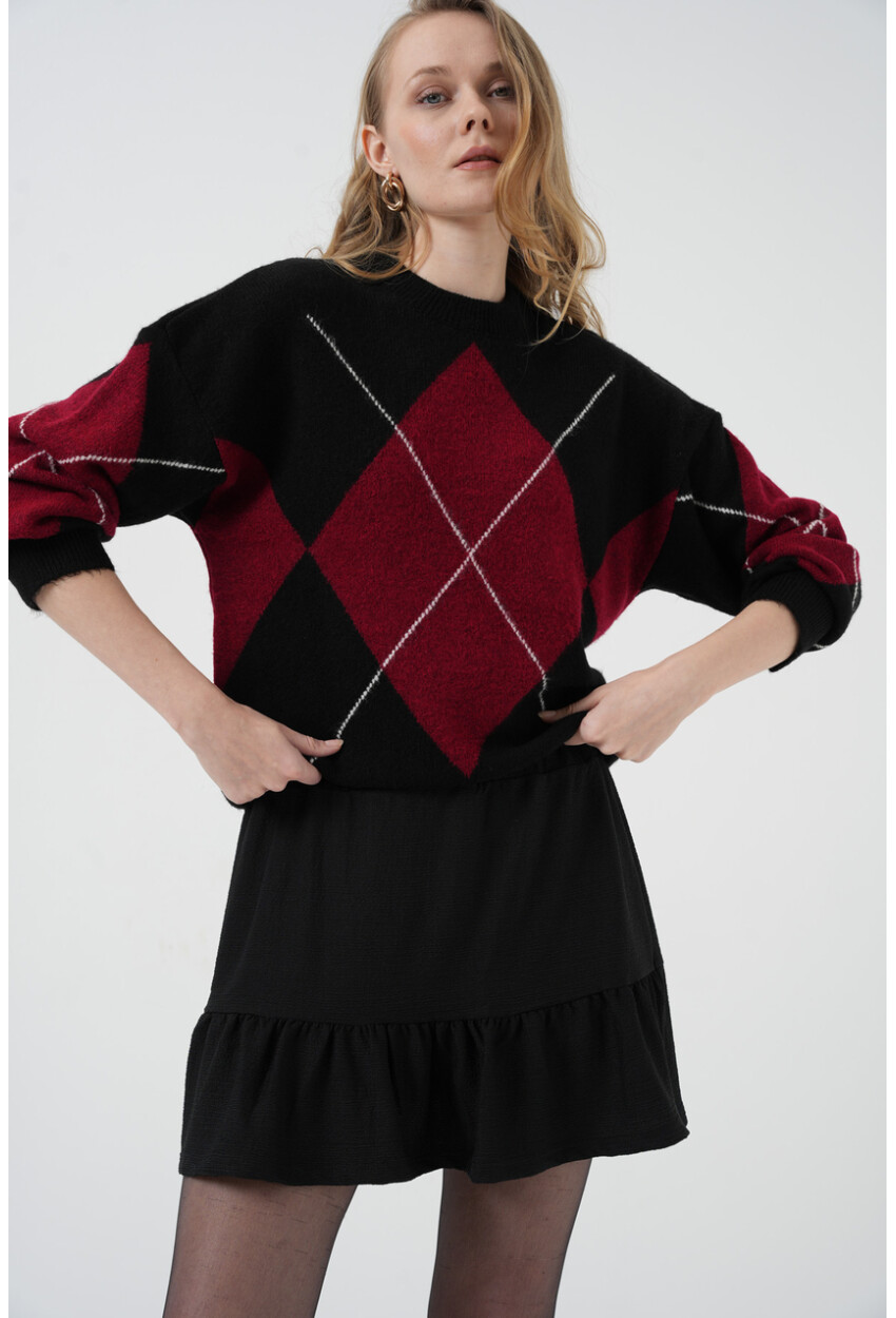 1884 Patterned Viscose Mini Skirt
