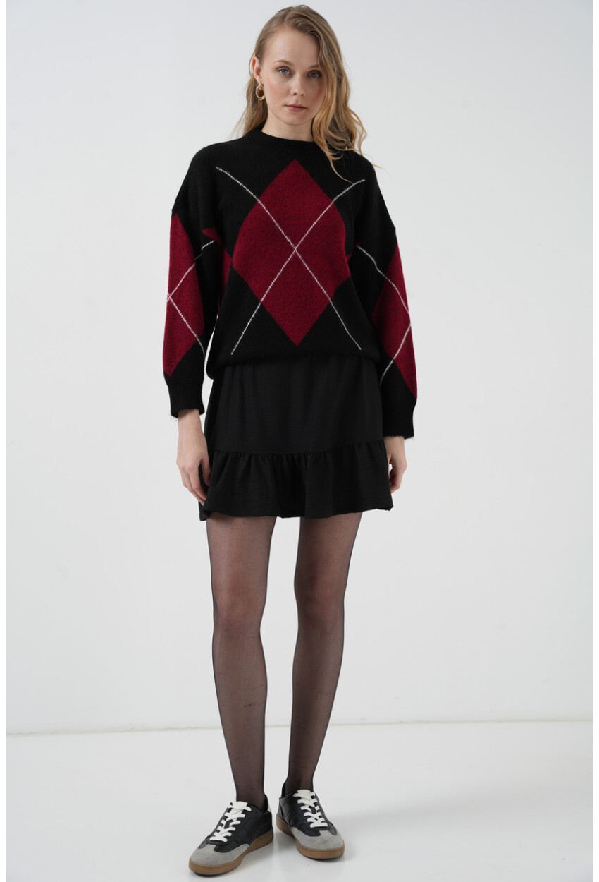 1884 Patterned Viscose Mini Skirt