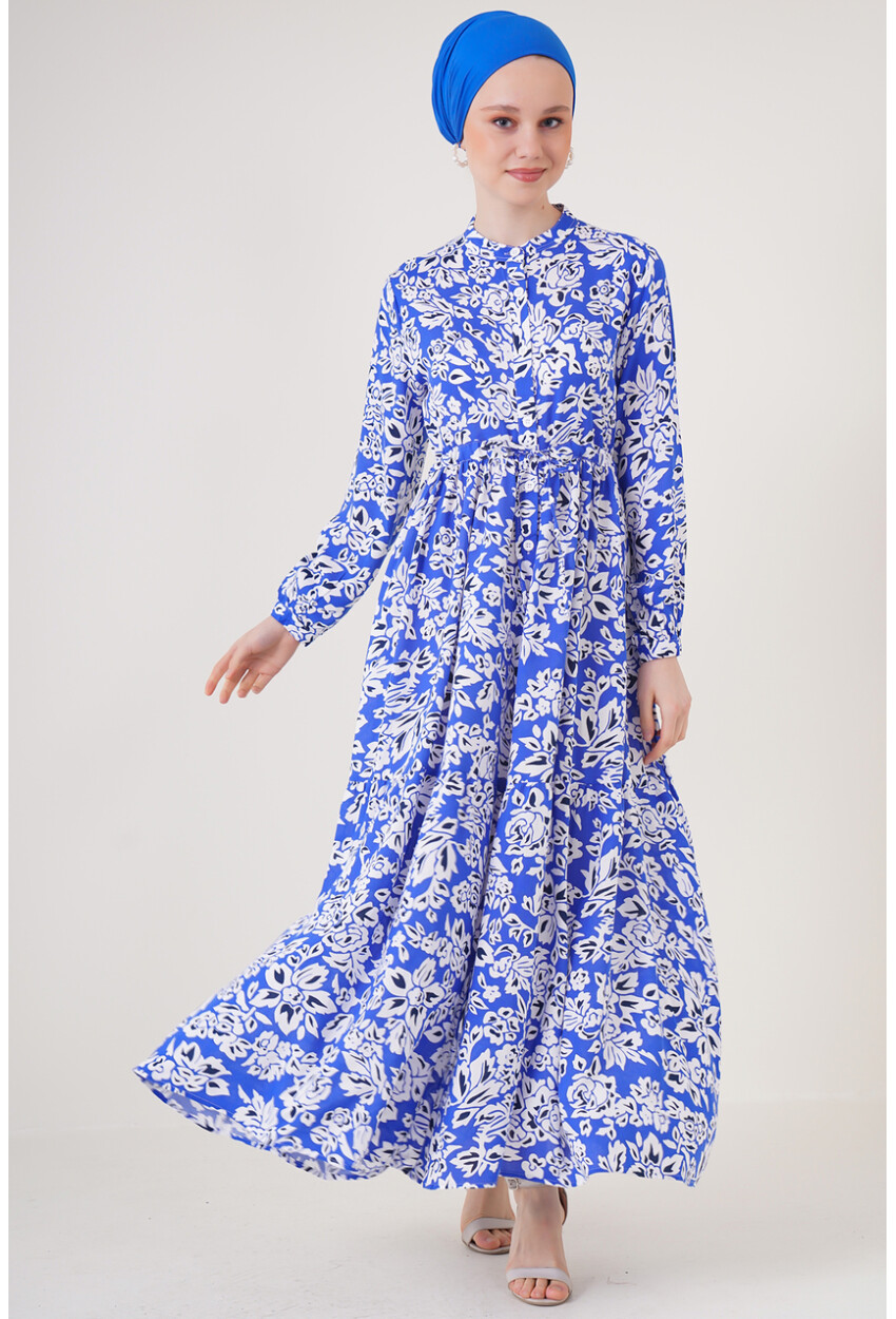 2144 Mandarin Collar Hijab Dress