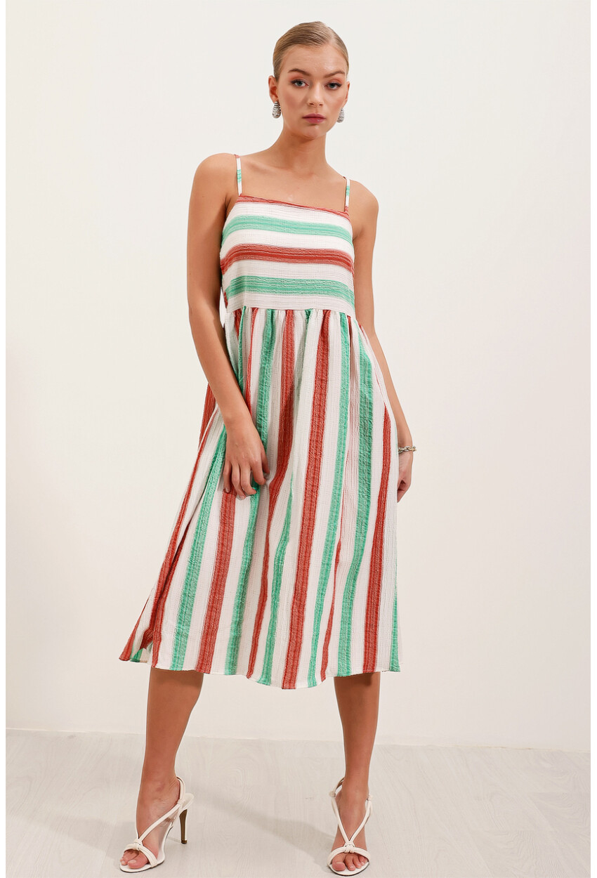 2436 Striped Strappy Knit Dress
