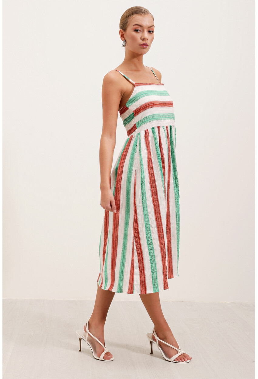 2436 Striped Strappy Knit Dress