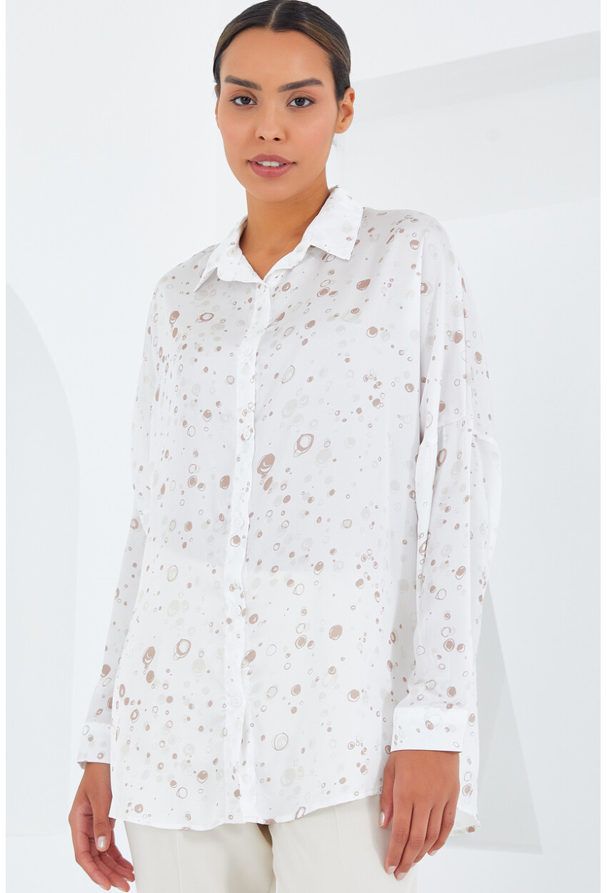 3985 Oversize Saten Gömlek