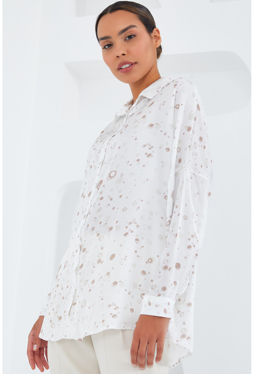 3985 Oversize Saten Gömlek