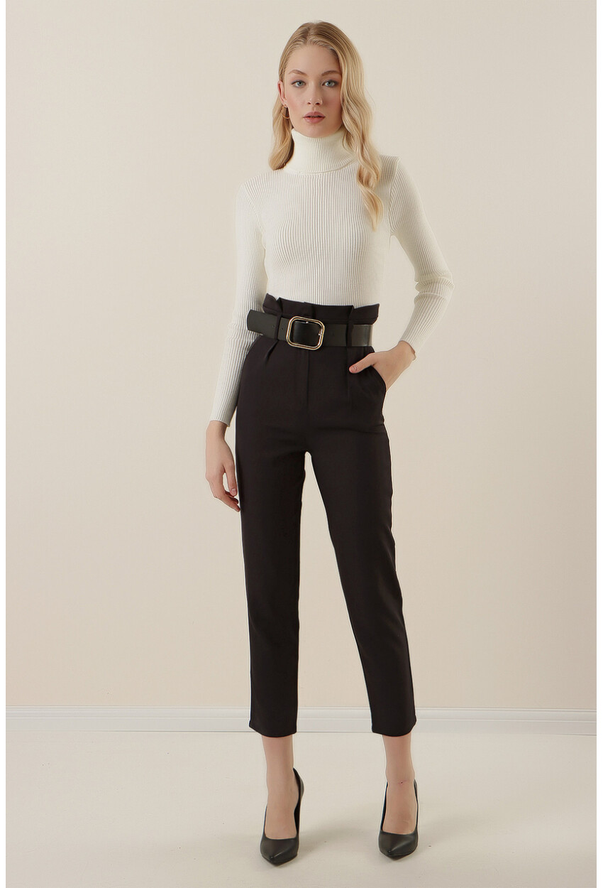 6556 Fabric Pants With Belt