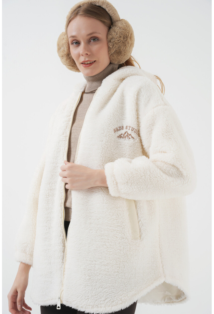 9102 Faux Fur Lined Long Leather Coat
