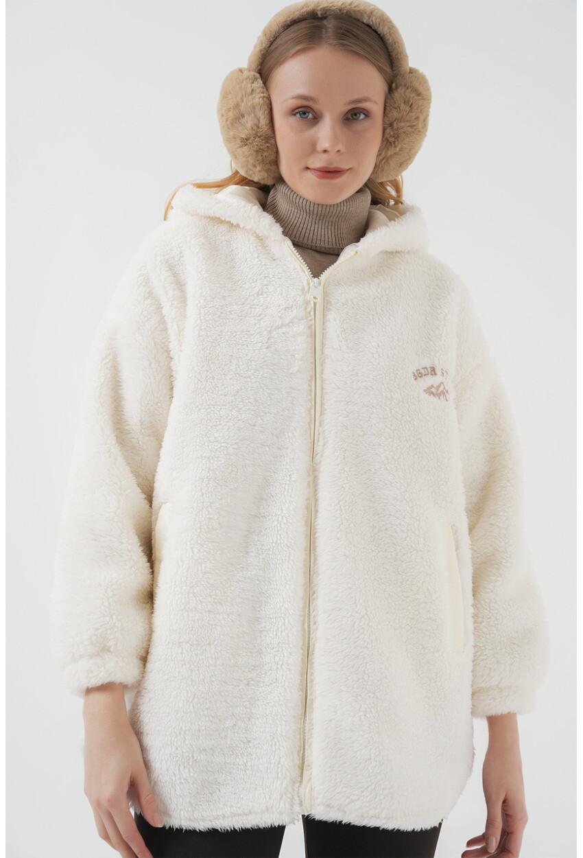 9102 Faux Fur Lined Long Leather Coat