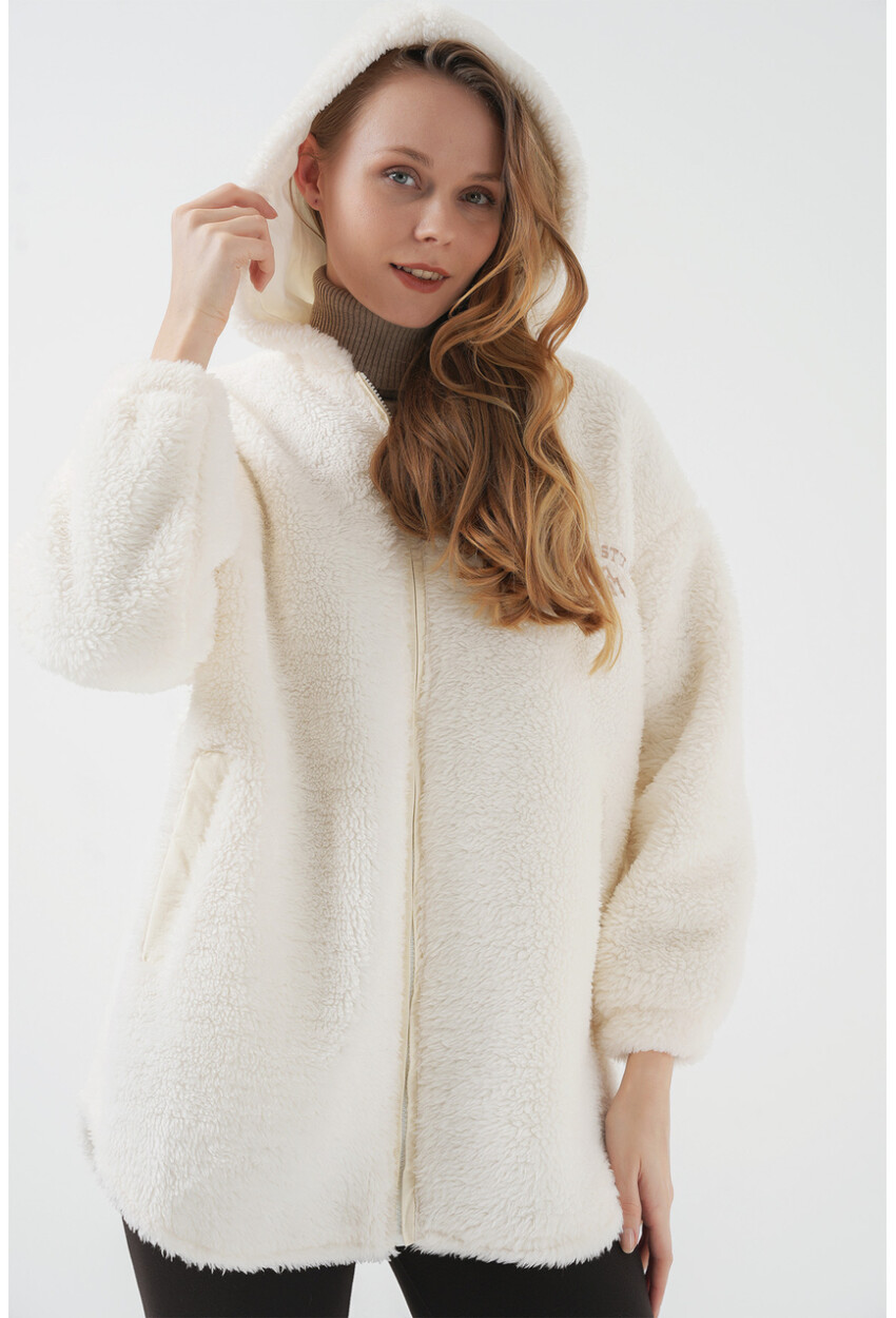 9102 Faux Fur Lined Long Leather Coat