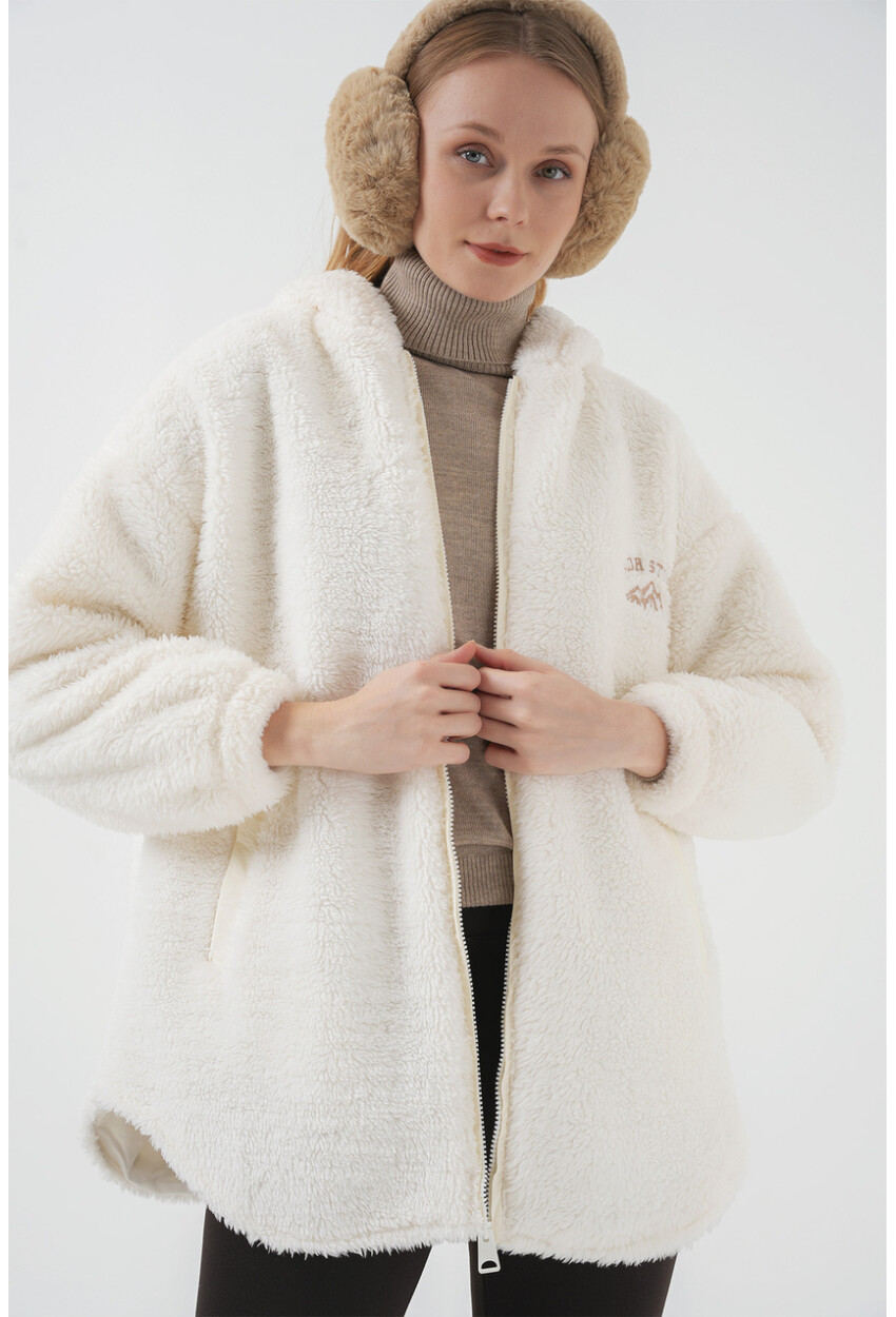 9102 Faux Fur Lined Long Leather Coat