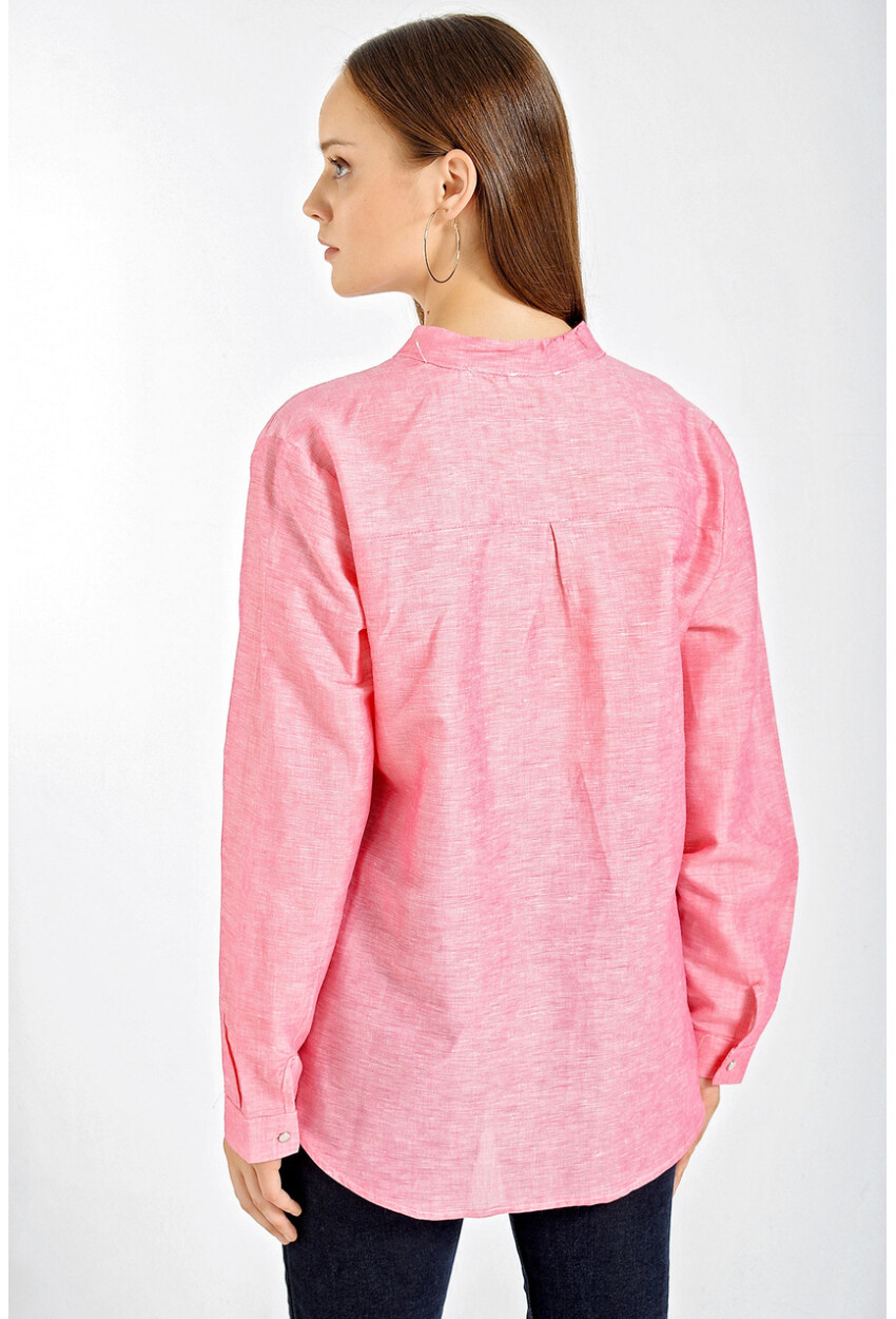 3772 Mandarin Collar Oversized Shirt