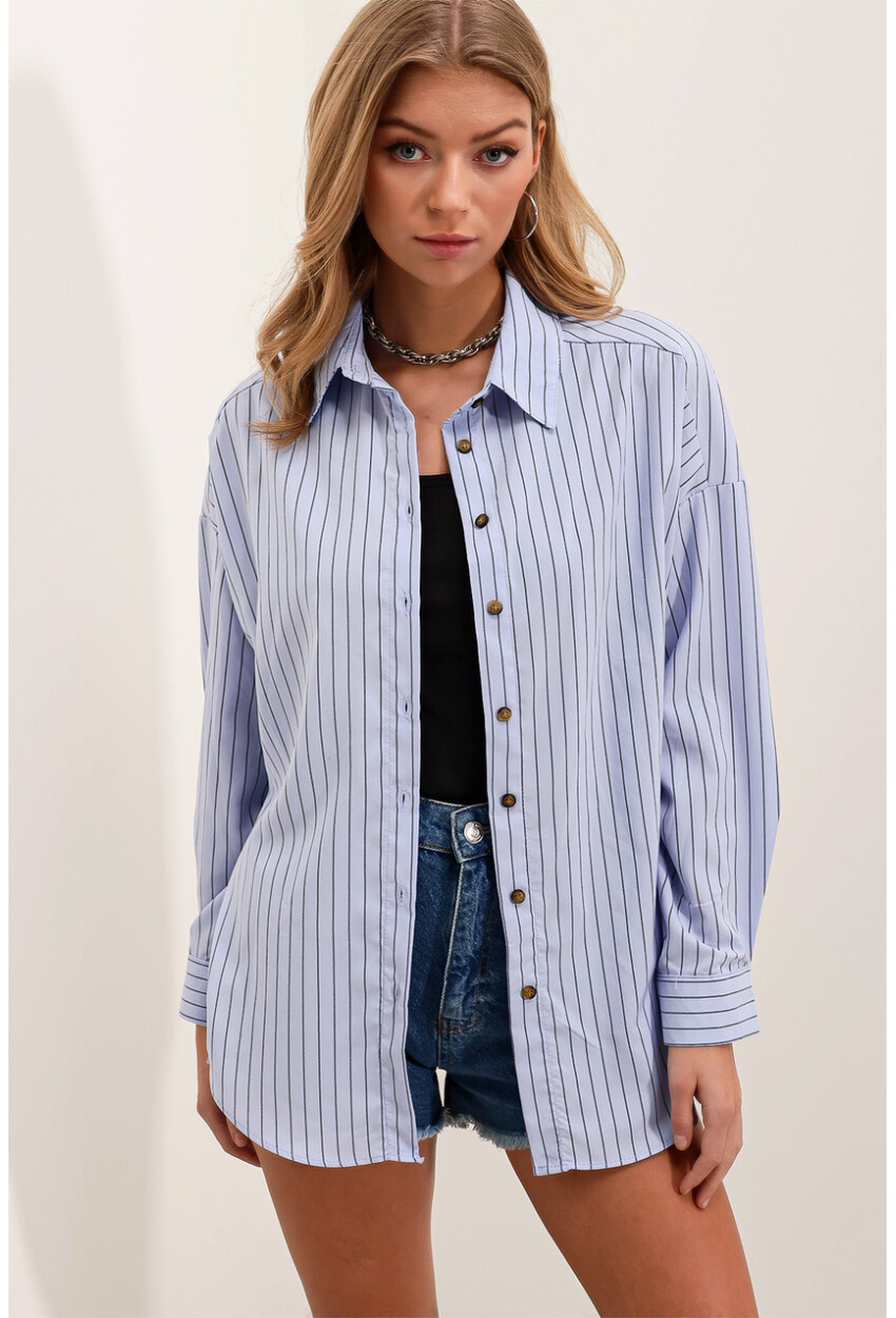 3900 Oversize Uzun Basic Gömlek