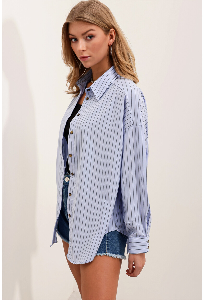 3900 Oversize Uzun Basic Gömlek